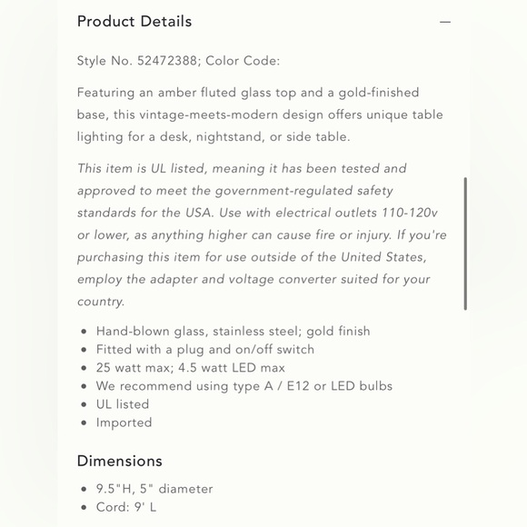 Uma Fluted Lamp (Anthropologie) - Picture 5 of 5